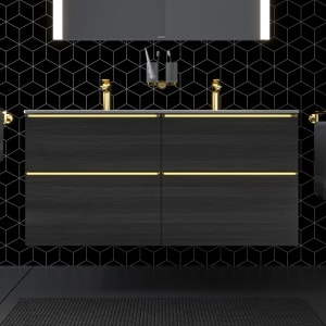 Duravit D-Neo Waschtischunterbau 128 x 62,5 cm, 2 Auszüge, Griff gold poliert