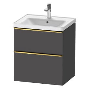 Duravit D-Neo Waschtischunterbau 58,4 x 62,5 cm, 2 Auszüge, Griff gold poliert