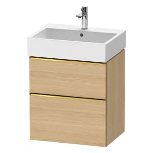 Duravit D-Neo Waschtischunterbau 58,4 x 62,5 cm, 2 Auszüge, Griff gold poliert