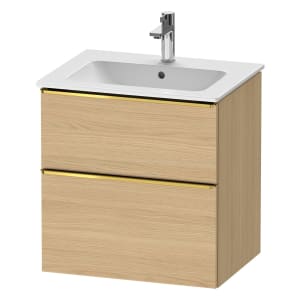 Duravit D-Neo Waschtischunterbau 61 x 62,5 cm, 2 Auszüge, Griff gold poliert
