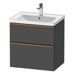 Duravit D-Neo Waschtischunterbau 63,4 x 62,5 cm, 2 Auszüge, Griff bronze gebürstet