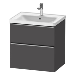 Duravit D-Neo Waschtischunterbau 63,4 x 62,5 cm, 2 Auszüge, Griff edelstahl gebürstet