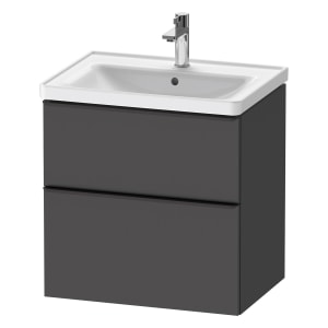 Duravit D-Neo Waschtischunterbau 63,4 x 62,5 cm, 2 Auszüge, Griff diamantschwarz