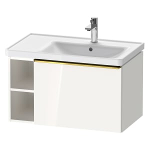 Duravit D-Neo Waschtischunterbau 78,4 x 44 cm, 1 Auszug und links offene Fächer, Griff gold poliert