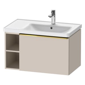 Duravit D-Neo Waschtischunterbau 78,4 x 44 cm, 1 Auszug und links offene Fächer, Griff gold poliert