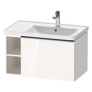 Duravit D-Neo Waschtischunterbau 78,4 x 44 cm, 1 Auszug und links offene Fächer, Griff edelstahl gebürstet