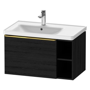 Duravit D-Neo Waschtischunterbau 78,4 x 44 cm, 1 Auszug und rechts offene Fächer, Griff gold poliert