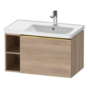 Duravit D-Neo Waschtischunterbau 78,4 x 44 cm, 1 Auszug und links offene Fächer, Griff gold poliert