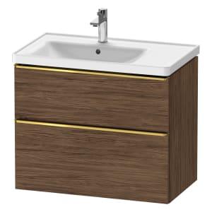 Duravit D-Neo Waschtischunterbau für Becken links 78,4 x 62,5 cm, 2 Auszüge, Griff gold poliert
