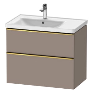 Duravit D-Neo Waschtischunterbau für Becken links 78,4 x 62,5 cm, 2 Auszüge, Griff gold poliert