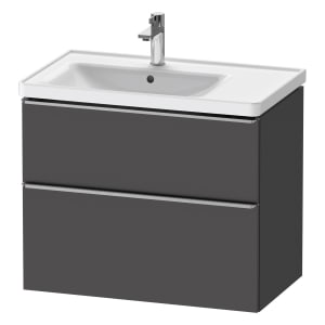 Duravit D-Neo Waschtischunterbau für Becken links 78,4 x 62,5 cm, 2 Auszüge, Griff edelstahl gebürstet