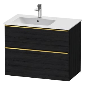 Duravit D-Neo Waschtischunterbau für Becken links 81 x 62,5 cm, 2 Auszüge, Griff gold poliert