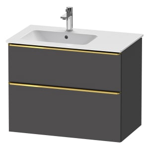 Duravit D-Neo Waschtischunterbau für Becken links 81 x 62,5 cm, 2 Auszüge, Griff gold poliert