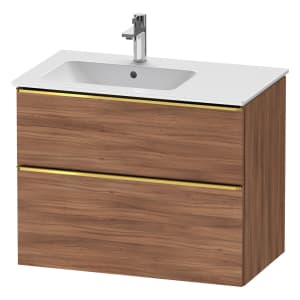 Duravit D-Neo Waschtischunterbau für Becken links 81 x 62,5 cm, 2 Auszüge, Griff gold poliert