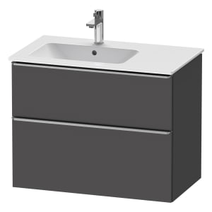Duravit D-Neo Waschtischunterbau für Becken links 81 x 62,5 cm, 2 Auszüge, Griff edelstahl gebürstet