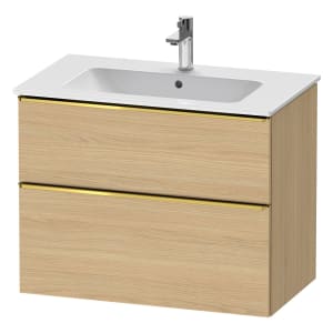 Duravit D-Neo Waschtischunterbau für Becken mittig 81 x 62,5 cm, 2 Auszüge, Griff gold poliert