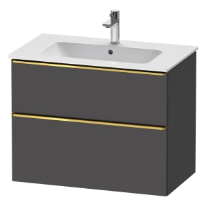 Duravit D-Neo Waschtischunterbau für Becken mittig 81 x 62,5 cm, 2 Auszüge, Griff gold poliert