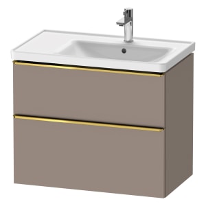 Duravit D-Neo Waschtischunterbau für Becken rechts 78,4 x 62,5 cm, 2 Auszüge, Griff gold poliert