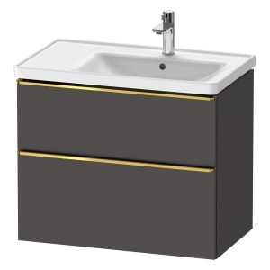 Duravit D-Neo Waschtischunterbau für Becken rechts 78,4 x 62,5 cm, 2 Auszüge, Griff gold poliert