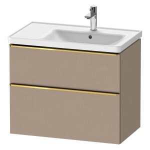 Duravit D-Neo Waschtischunterbau für Becken rechts 78,4 x 62,5 cm, 2 Auszüge, Griff gold poliert