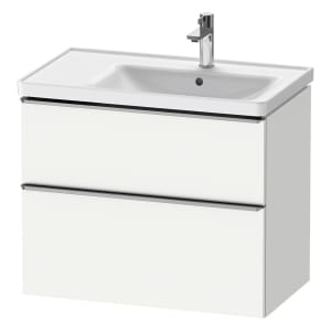 Duravit D-Neo Waschtischunterbau für Becken rechts 78,4 x 62,5 cm, 2 Auszüge, Griff edelstahl gebürstet