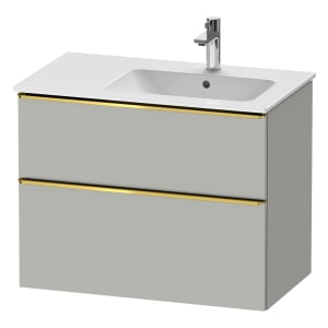 Duravit D-Neo Waschtischunterbau für Becken rechts 81 x 62,5 cm, 2 Auszüge, Griff gold poliert