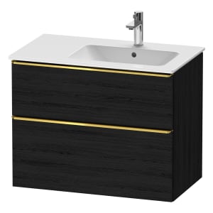 Duravit D-Neo Waschtischunterbau für Becken rechts 81 x 62,5 cm, 2 Auszüge, Griff gold poliert