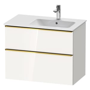 Duravit D-Neo Waschtischunterbau für Becken rechts 81 x 62,5 cm, 2 Auszüge, Griff gold poliert