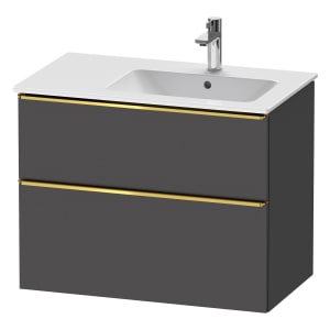 Duravit D-Neo Waschtischunterbau für Becken rechts 81 x 62,5 cm, 2 Auszüge, Griff gold poliert