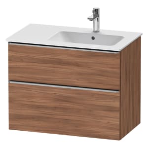 Duravit D-Neo Waschtischunterbau für Becken rechts 81 x 62,5 cm, 2 Auszüge, Griff edelstahl gebürstet