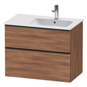 Duravit D-Neo Waschtischunterbau für Becken rechts 81 x 62,5 cm, 2 Auszüge, Griff diamantschwarz