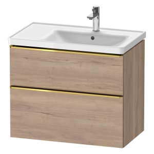Duravit D-Neo Waschtischunterbau für Becken rechts 78,4 x 62,5 cm, 2 Auszüge, Griff gold poliert
