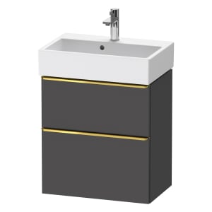 Duravit D-Neo Waschtischunterbau Compact 58,4 x 62,5 cm, 2 Auszüge, Griff gold poliert