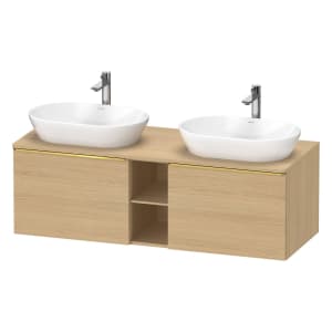 Duravit D-Neo Konsolenwaschtischunterbau für 2 Waschtische 140 x 45,9 cm, 2 Auszüge, Griff gold poliert