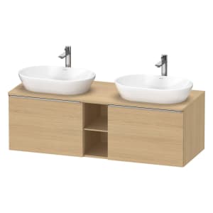 Duravit D-Neo Konsolenwaschtischunterbau für 2 Waschtische 140 x 45,9 cm, 2 Auszüge, Griff edelstahl gebürstet