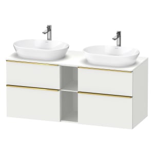 Duravit D-Neo Konsolenwaschtischunterbau für 2 Waschtische 140 x 66,4 cm, 4 Auszüge, Griff gold poliert