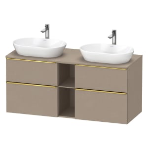 Duravit D-Neo Konsolenwaschtischunterbau für 2 Waschtische 140 x 66,4 cm, 4 Auszüge, Griff gold poliert
