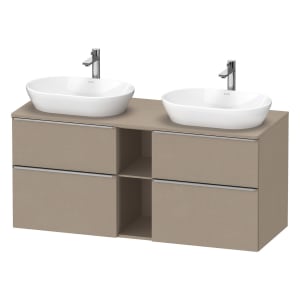 Duravit D-Neo Konsolenwaschtischunterbau für 2 Waschtische 140 x 66,4 cm, 4 Auszüge, Griff edelstahl gebürstet