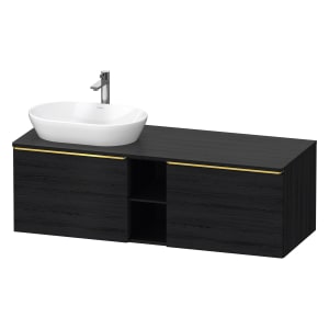 Duravit D-Neo Konsolenwaschtischunterbau für Waschtisch links 140 x 45,9 cm, 2 Auszüge, Griff gold poliert