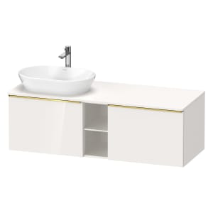 Duravit D-Neo Konsolenwaschtischunterbau für Waschtisch links 140 x 45,9 cm, 2 Auszüge, Griff gold poliert