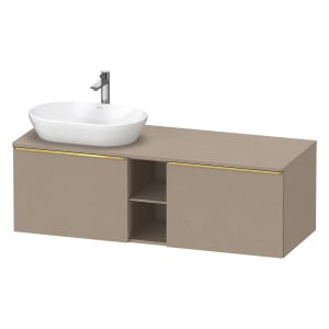 Duravit D-Neo Konsolenwaschtischunterbau für Waschtisch links 140 x 45,9 cm, 2 Auszüge, Griff gold poliert