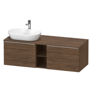 Duravit D-Neo Konsolenwaschtischunterbau für Waschtisch links 140 x 45,9 cm, 2 Auszüge, Griff edelstahl gebürstet