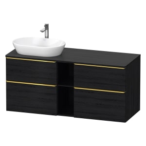 Duravit D-Neo Konsolenwaschtischunterbau für Waschtisch links 140 x 66,4 cm, 4 Auszüge, Griff gold poliert