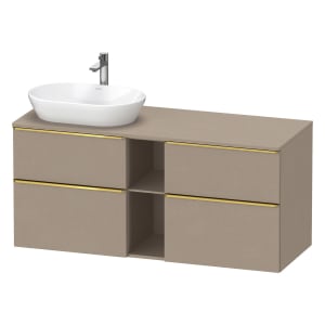 Duravit D-Neo Konsolenwaschtischunterbau für Waschtisch links 140 x 66,4 cm, 4 Auszüge, Griff gold poliert