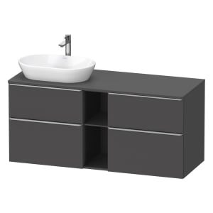 Duravit D-Neo Konsolenwaschtischunterbau für Waschtisch links 140 x 66,4 cm, 4 Auszüge, Griff edelstahl gebürstet