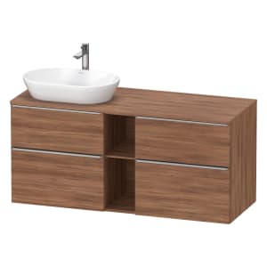 Duravit D-Neo Konsolenwaschtischunterbau für Waschtisch links 140 x 66,4 cm, 4 Auszüge, Griff edelstahl gebürstet