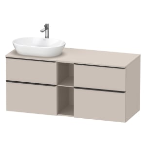 Duravit D-Neo Konsolenwaschtischunterbau für Waschtisch links 140 x 66,4 cm, 4 Auszüge, Griff diamantschwarz