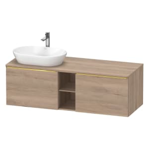 Duravit D-Neo Konsolenwaschtischunterbau für Waschtisch links 140 x 45,9 cm, 2 Auszüge, Griff gold poliert