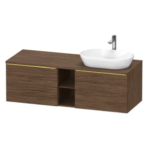 Duravit D-Neo Konsolenwaschtischunterbau für Waschtisch rechts 140 x 45,9 cm, 2 Auszüge, Griff gold poliert
