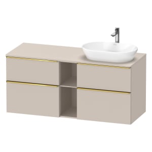 Duravit D-Neo Konsolenwaschtischunterbau für Waschtisch rechts 140 x 66,4 cm, 4 Auszüge, Griff gold poliert